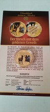 Medaille Münze Der Hirsch mit dem goldenen  Geweih Märchen vergoldet Piedfort