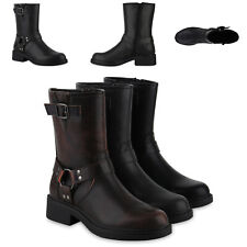 Damen Biker Boots Stiefeletten