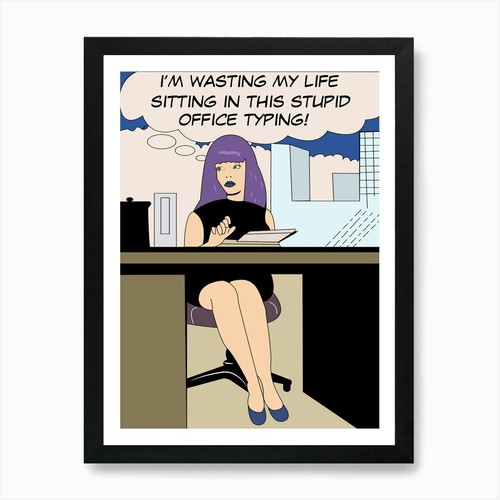 Pop art büro - büro, mädchen