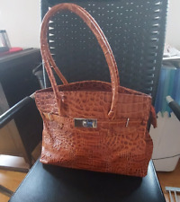 Luruena Damen Handtasche, cognac,  Kroko-Optik, wenig getragen 