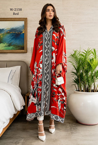 Langes damenkleid rot - langes, bedruckt