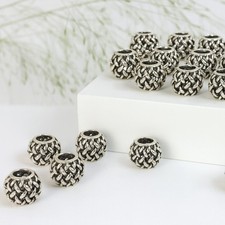 19 Großloch Metall Perlen Antik Silber Armband Kette Schmuck Selber machen DIY