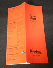 Prospekt Preisliste VW Golf