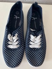 Neu Atmosphere Stoff-Schuhe Gr. 40/41 dunkelblau mit weißen Punkten 