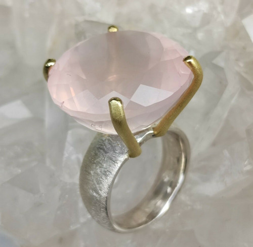 Rosenquarz ring facettiert 925 - rosenquarz,