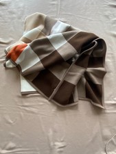 Meradiso Decke Plaid 150x180 cm braun weiss orange kariert