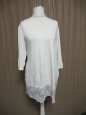 180 02B THE 2 STYLE Damen Shirt Longshirt weiß  3/4 Arm Spitzensaum Gr. XXL
