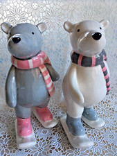 2 Stück Porzellan Eisbär 20cm  Schal Design Dekoration Deko