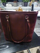 Shopper, Henkeltasche, echtes Leder(Kombi glatt u.wild), bordeaux, neu