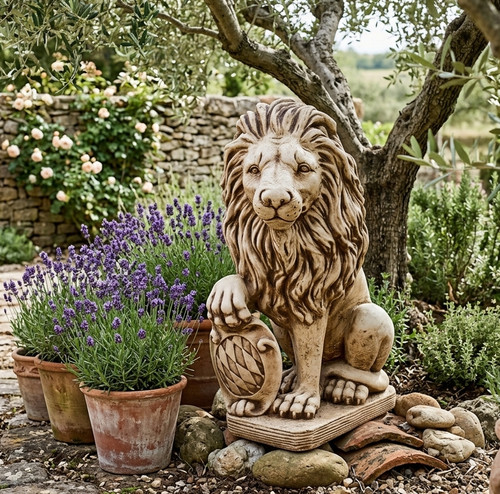 Steinfigur löwe 55 cm - steinfigur,