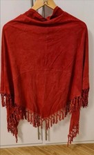 Leder Dreieckstuch Triangle Fransen erdbeer rot extravagant Vera Pelle