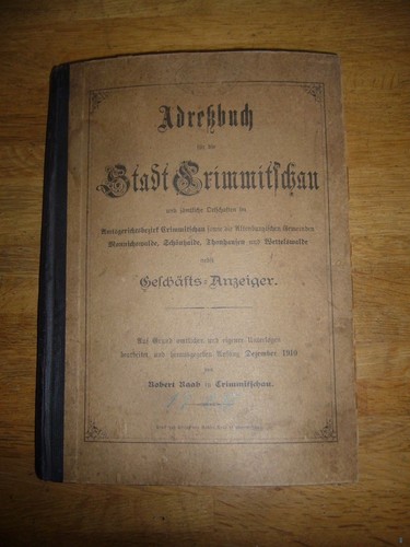Uralt crimmitschau adreßbuch - uralt,