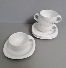 4x Teetasse mit Untertasse - Rosenthal Suomi weiß - Design Timo Sarpaneva
