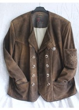 LEKRA Trachten Lederjacke Gr 54 in braun zum Knöpfen mit Edelweiss