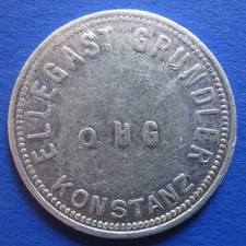 alte WERTMARKE KONSTANZ Ellegast Grundler oHG 30 Pfennig Aluminium Me 17295.1