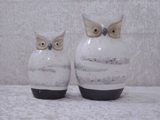 tkn6Ft - 2 x Keramik Design Deko Figur Eule - Landhaus-Stil - Handmade 