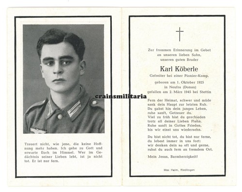 Orig sterbebild pionier - pionier, +