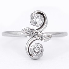 Gr. 54 - Jugendstil Altschliff-Diamant 0,30 ct. Weißgold 750/18K Damenring