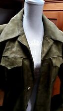True Vintage Lederjacke dickes Wildleder 60er/ 70er Oliv Gr. 50 (EU 38/40) 