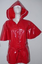 NEU! Hoch Glanz PVC Damen Lack Regenjacke Friesennerz Regen Jacke Mantel 36S