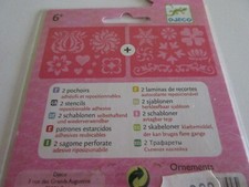 NEU/OVP  Mal Schablone 2 x Blumen ua DJECO 2 Poichoirs 11 x 8,5 cm s. Bilder rot