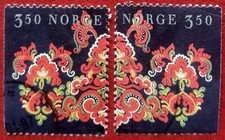 Briefmarken Norwegen Weihnachten 1996 Stickerei Volkstracht Ost Telemark Stempel