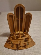 Kapelle Engel Holz Kunsthandwerk mit handgeschnitzten Figuren 40er/50er Jahre