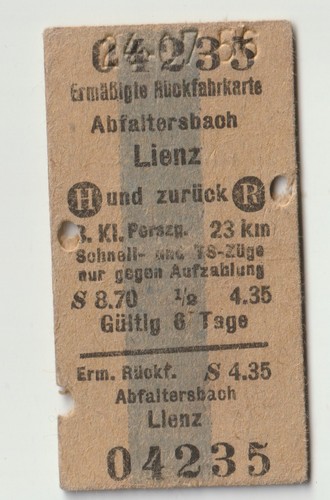 Alte fahrkarte abfaltersbach - alte,