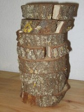 8 unbehandelte Holzscheiben, Baumscheiben, Holz einer Eiche, Stamm ca. 3x11 cm