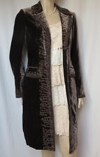 Laura Ashley Samtmantel 34 braun Samt Seide Viskose bestickt vintage Perlen boho