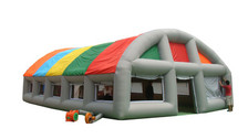 Zelt aufblasbar 12x8m (Event Zelt) grau mit buntem Dach, Überdachung groß, Dome