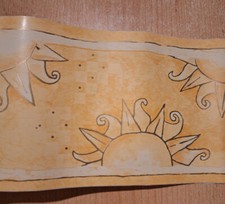 Tapetenrest Bordüre Sonne selbstklebend gelb / Rest 3,30 Meter