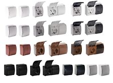 Steckdosen Schalter Aufputz Schuko IP44 weiß/braun/schwarz/grau Feuchtraum