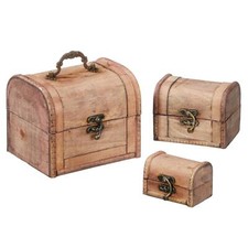 Schatztruhe Set Vintage Schatzkiste Piratenkiste Hellbraun 3 Stück Holztruhe