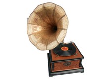  Gramophon Sound Master 4eckig Party Gag Nostalgie Geschenk Mechanische Musik