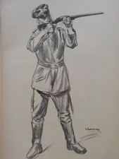 MAX LIEBERMANN - Zielender Infanterist. Lithographie 1915, Schiefler 193