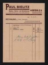 LEIPZIG, Rechnung 1937, Paul Bielitz Kunstmöbel-Werkstätten Speise-Schlaf-Zimmer