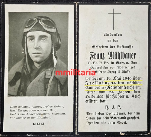 Sterbebild wwii gefreiter - sterbebild,