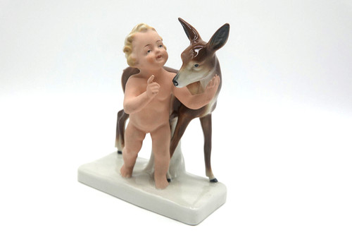 Porzellanfigur knabe mit - porzellanfigur,