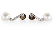 Ohrstecker 2 Akoya Perlen 10 Diamanten ca 0,5 ct. TW/VVS 750 Gold [BRORS 20455]