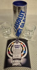 Vintage Paar Absolut Vodka Schnapsgläser & Schnapsbuch in Original Geschenk Tube