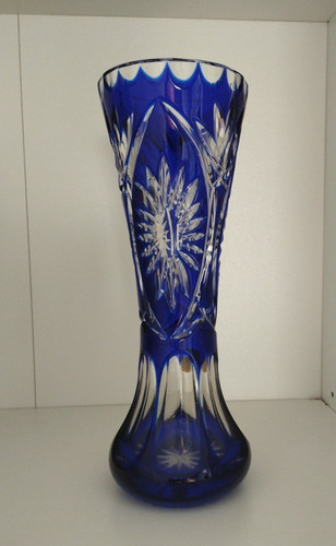 Vase bleikristall blau 25cm - blau,