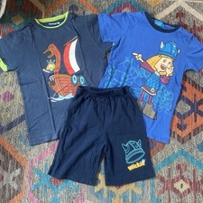 Wickie Set Schlafanzug Shorty Shirt Hose Gr. 110 116 und T Shirt 122 128 blau