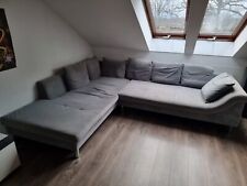 Big Sofa XXL 306 cm Federkern Lounge Couch mit Bezug aus Mikrofaserstoff in Grau
