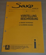 Werkstatthandbuch CITROEN Saxo Vorstellung Beschreibung, Version Enterprise