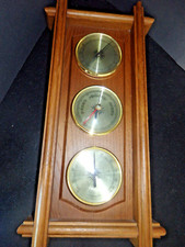 Wetterstation Eichenholz Hygrometer Thermometer Barometer L:42cm B:20cm