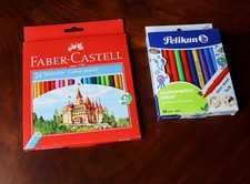 Faber Castell 24 Buntstifte Holz und von Pelikan 24 Fasermarker colorella star