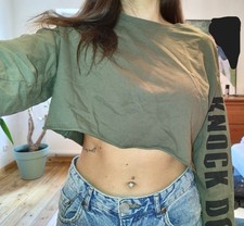 Crop Pullover bauchfrei, khaki