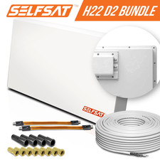 Selfsat H22D2+ 2 TV Teilnehmer SAT Flachantenne FLAT + profi Fensterdurchführung