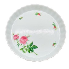 Christineholm Backform Quicheform Form Kuchenform 24 cm weiß mit Rosen Porzellan